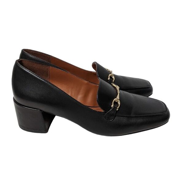 COACH Nia Leather Horsebit Heeled Loafer Pumps 8 - Picture 5 of 12